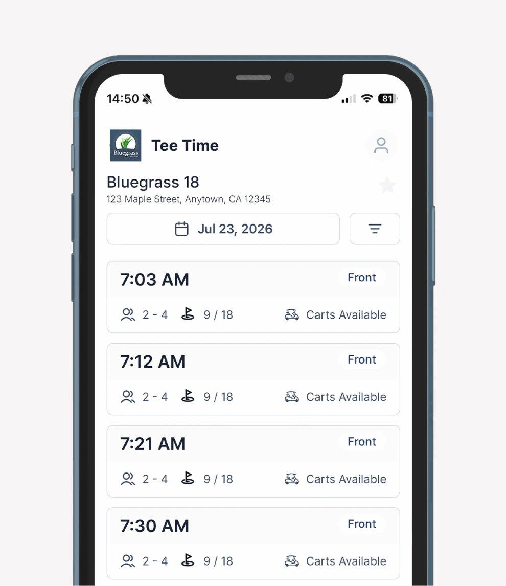 Tee On Cloud bookings on a phone