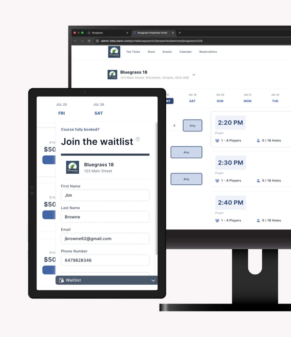 Tee On Cloud waitlist on a desktop monitor with a tablet in front